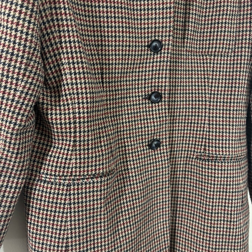 Vtg Norton McNaughton Womens 16 Black White Red Houndstooth Blazer Jacket Velvet - Picture 4 of 11